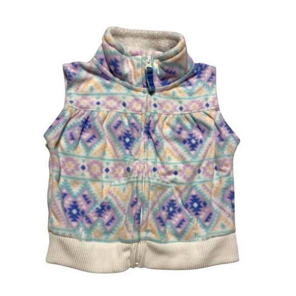 9 mth Girls Sherpa flannel vest zip front purple pink white Carter's Warm - Picture 1 of 6